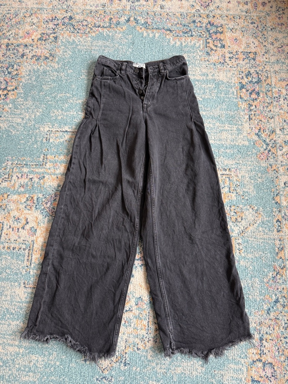 We The Free Charcoal Button-Fly High Waist Jeans